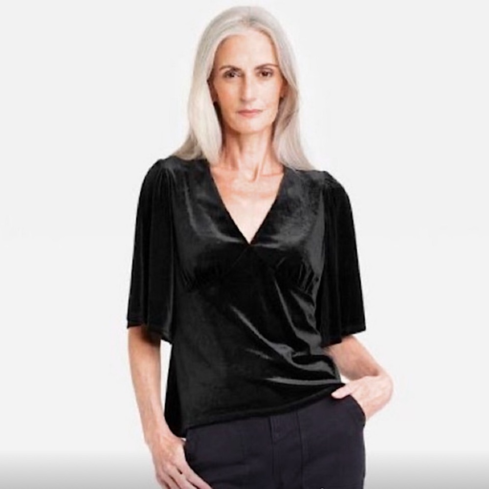 NWT ✅ KNOX ROSE 🖤 VELOUR 3/4 SLEEVE TOP